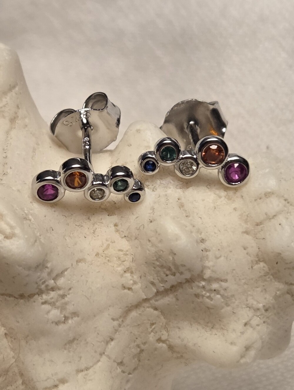 Sterling Silver and Cubic Zirconia Stud Earrings